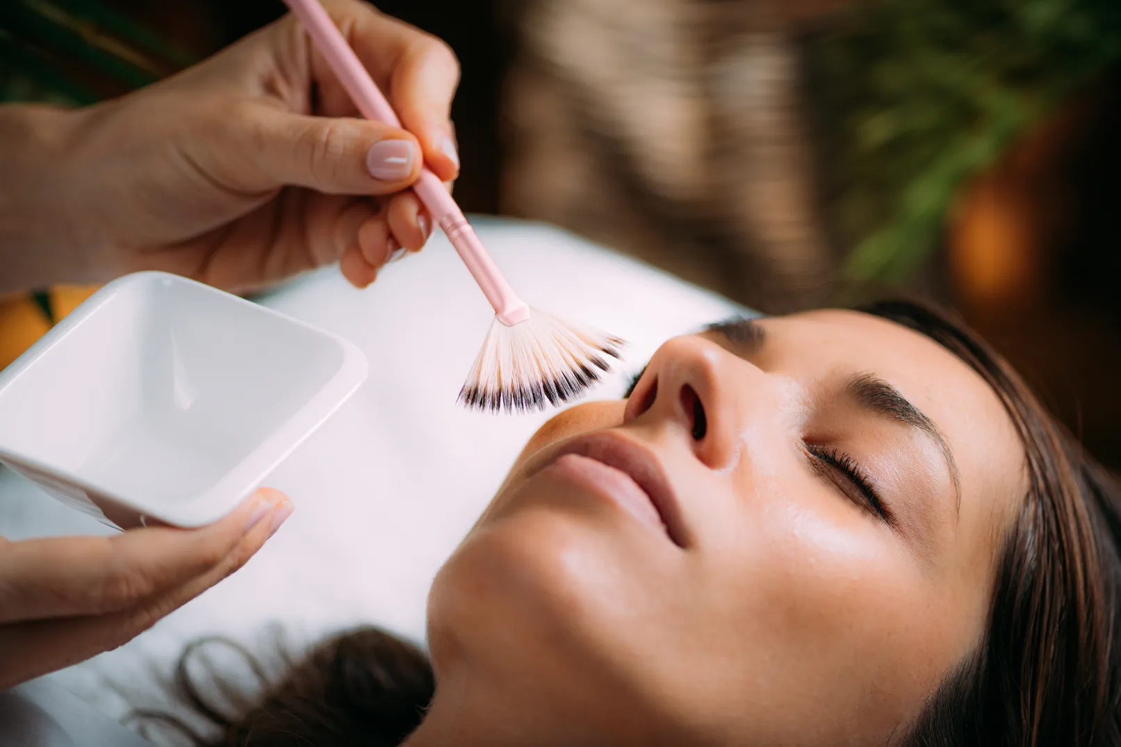 A woman taking chemical peels in Duluth, GA